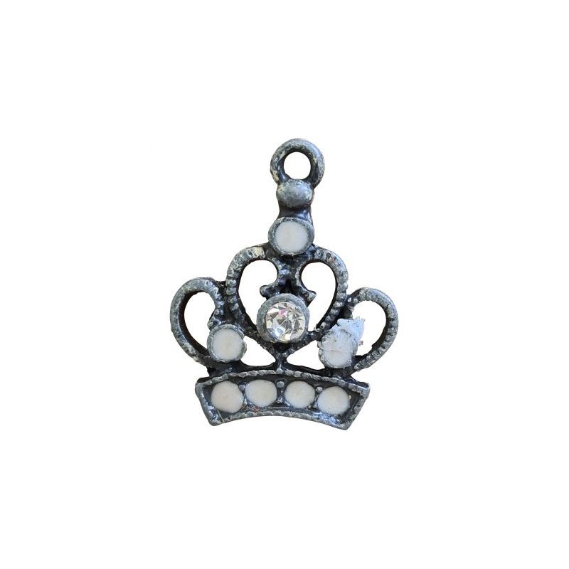 BOUTON BIJOU COURONNE 1 STRASS et EMAIL ROSE Elisa Cavaletti JEWJB0014