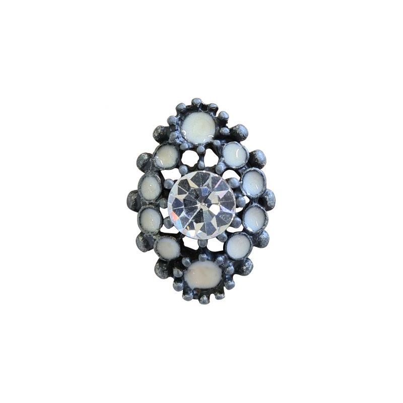 BOUTON BIJOU MARQUISETTE GRISE STRASS EMAIL Elisa Cavaletti JEWJB0092