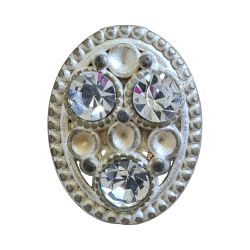 BOUTON BIJOU OVALE ARGENT CORDE STRASS Elisa Cavaletti JEWJB0038