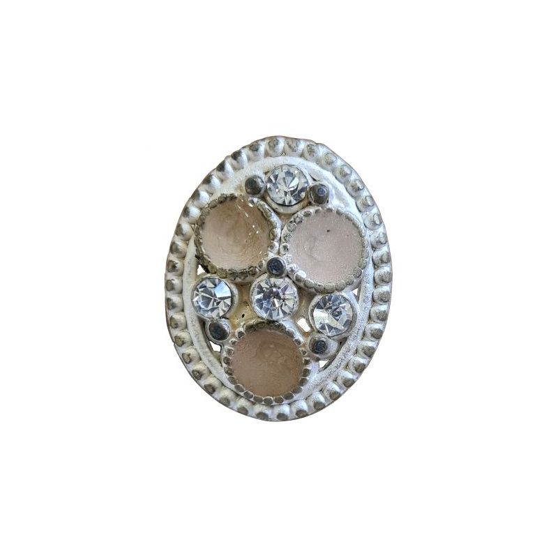 BOUTON BIJOU OVALE BEIGE CORDE STRASS Elisa Cavaletti JEWJB0023