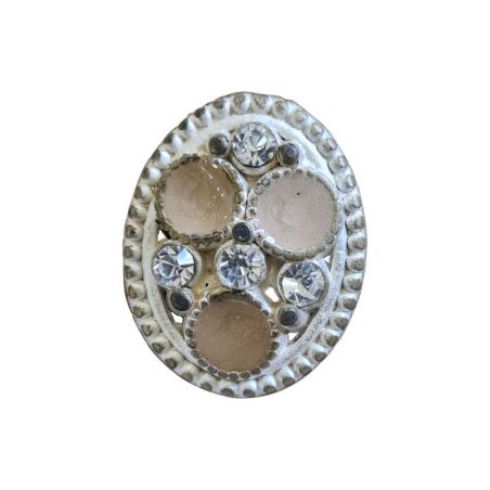 BOUTON BIJOU OVALE BEIGE CORDE STRASS Elisa Cavaletti JEWJB0023